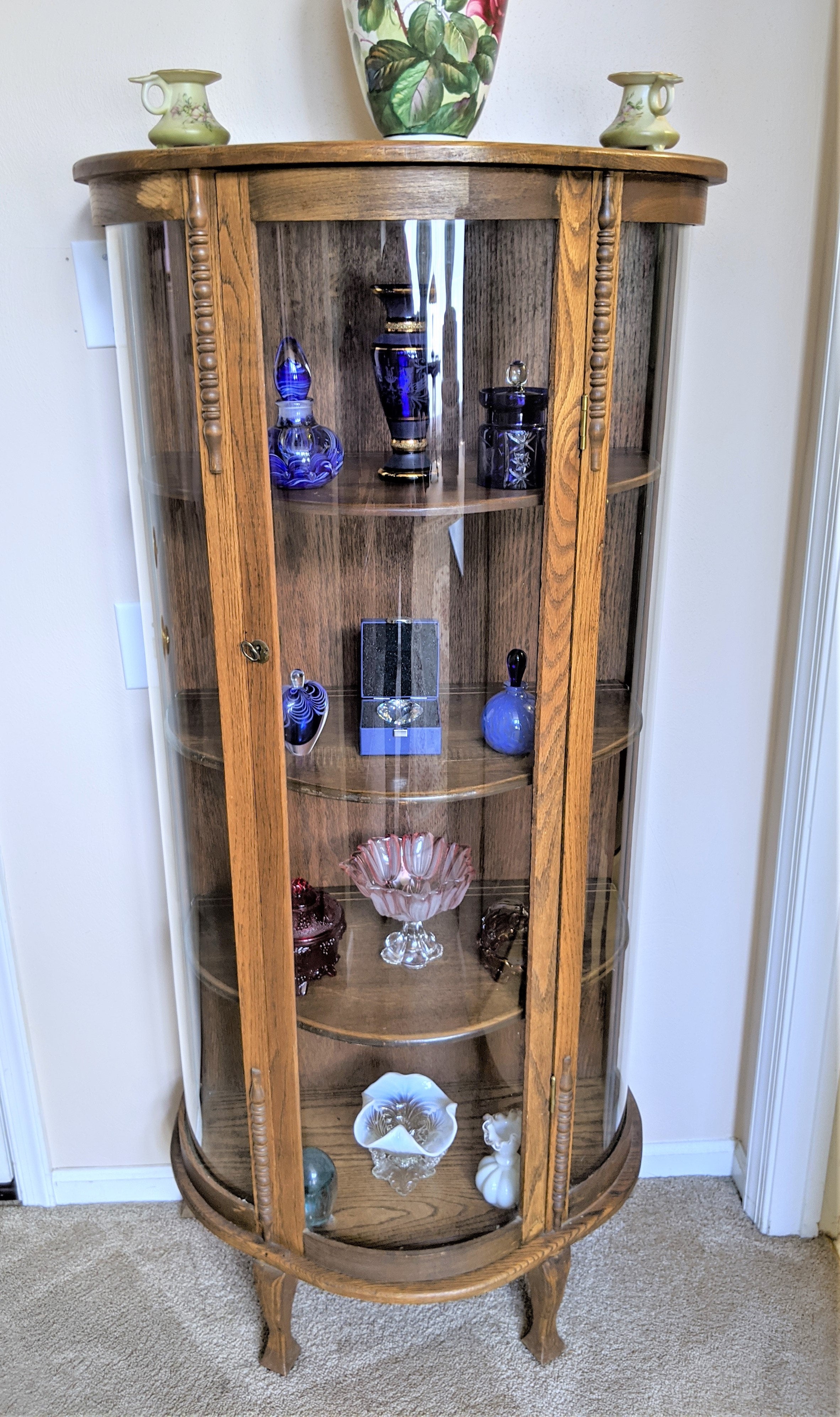 Antique Bow Front Curio Cabinet safewindows